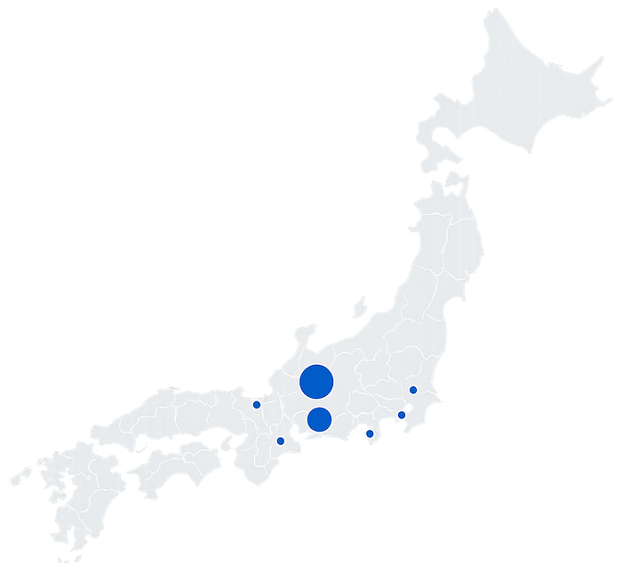 COCOPLUG導入エリアマップ（岐阜県・愛知県を中心とした導入実績分布）
